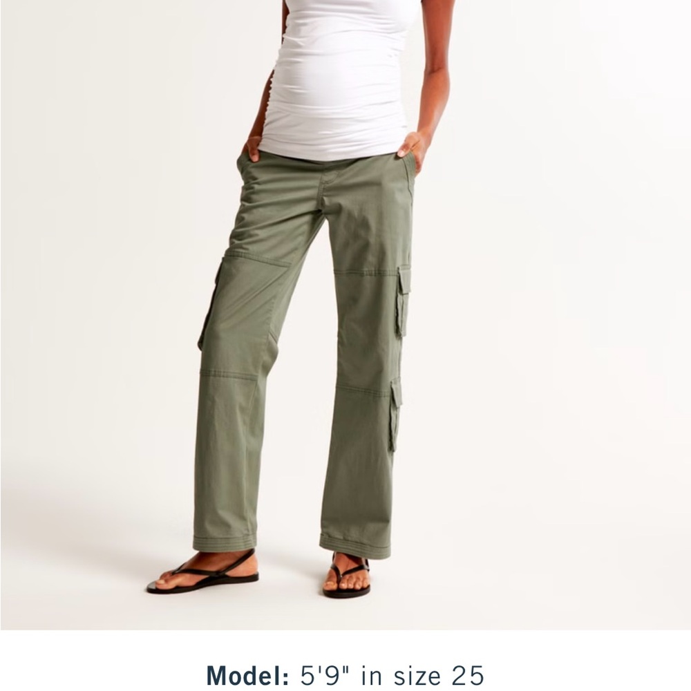 Abercrombie Maternity Relaxed Cargo Pant size 25 S Olive Green
